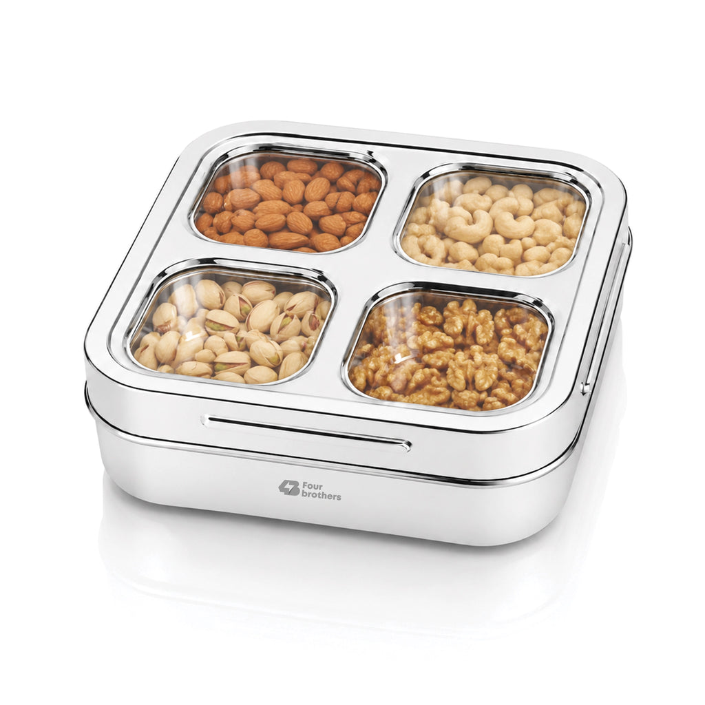 Matrix Stainless Steel Spice & Dry Fruit Box, 4 in 1 | Four Brothers