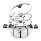 Smart Multi Kadai and Idly Pot with Glass Lid, Stainless Steel | Four Brothers