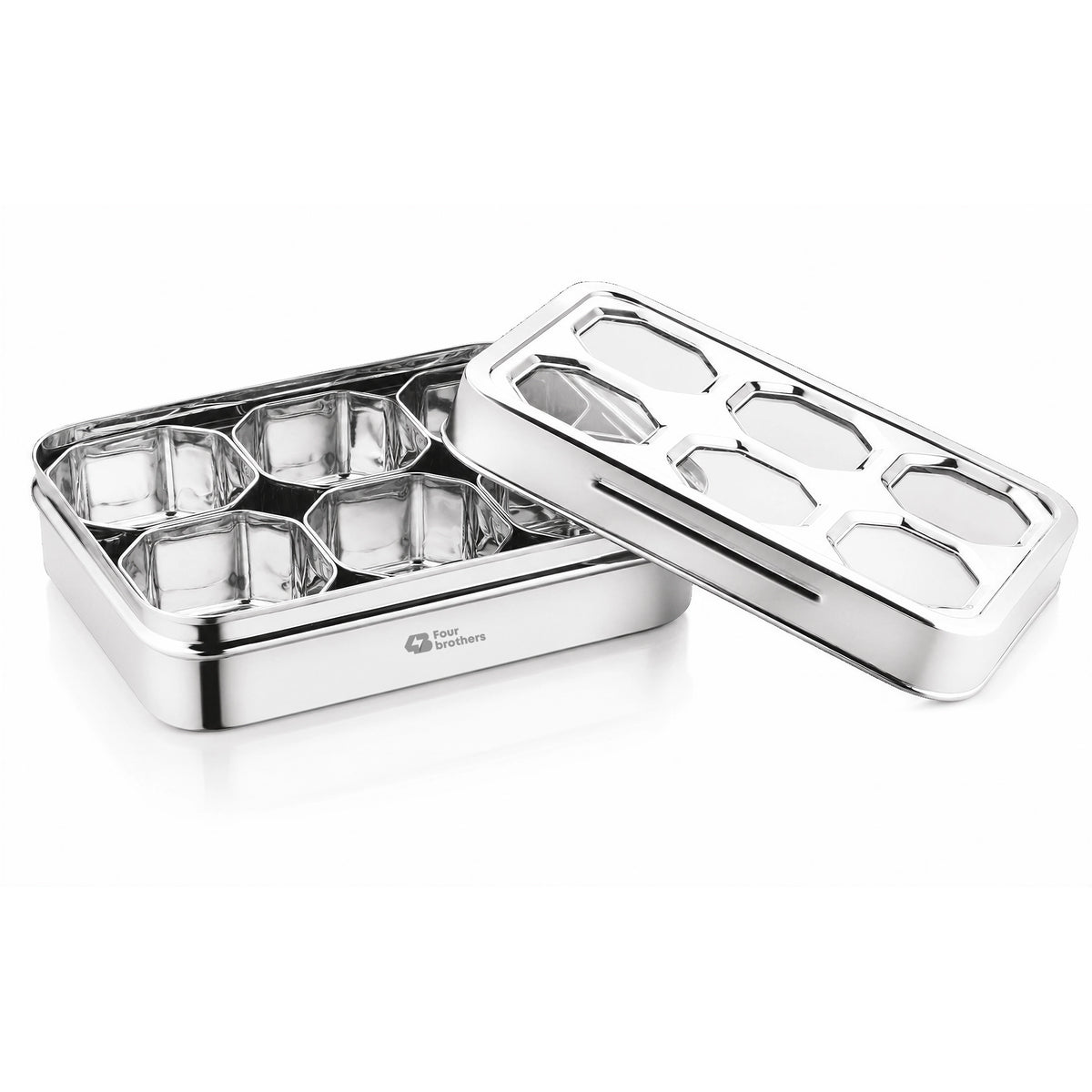 Prism Stainless Steel Spice & Dry Fruit Box, 6 in 1 | Four Brothers