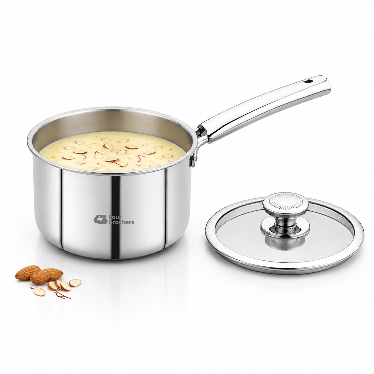 Stainless Steel Triply Saucepan with Toughened Glass Lid | Four Brothers