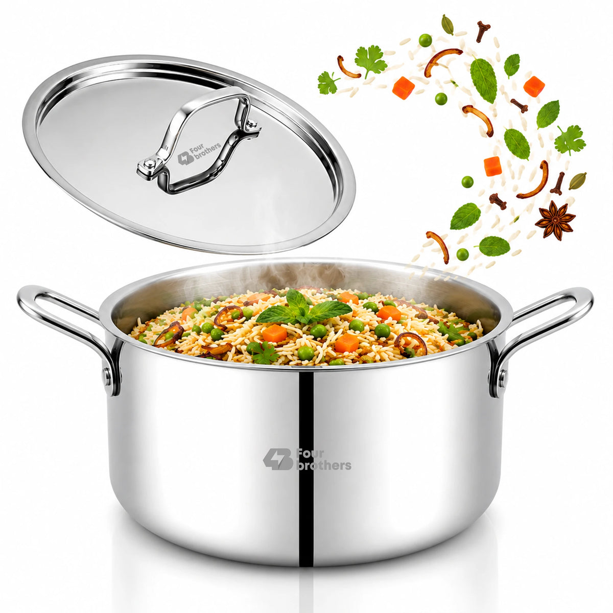 Tri-Ply Stainless Steel Stew Pot with Lid | Four Brothers