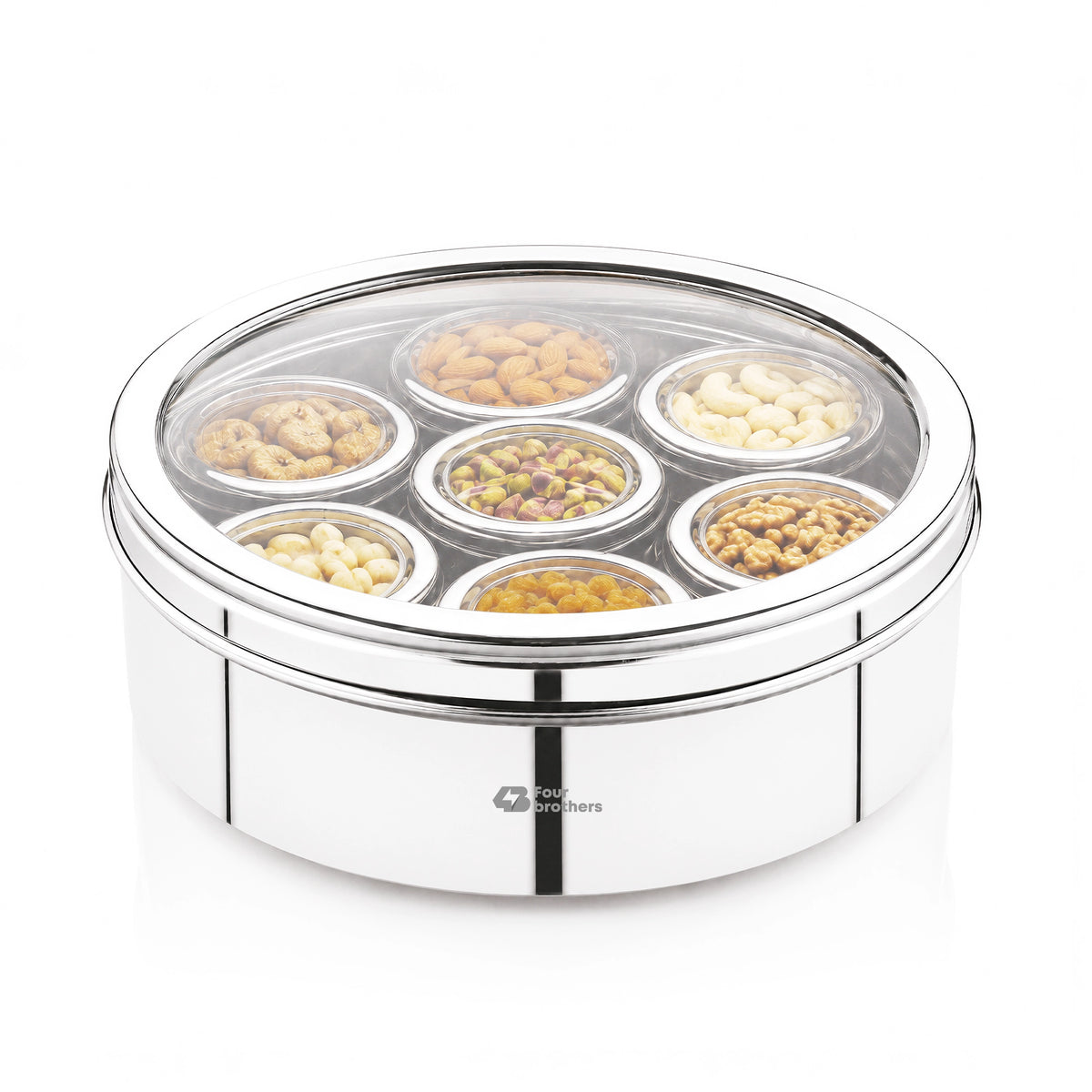 Orbit Stainless Steel Spice & Dry Fruit Box, 7 in 1 | Four Brothers
