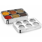 Prism Stainless Steel Spice & Dry Fruit Box, 6 in 1 | Four Brothers