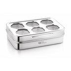Prism Stainless Steel Spice & Dry Fruit Box, 6 in 1 | Four Brothers