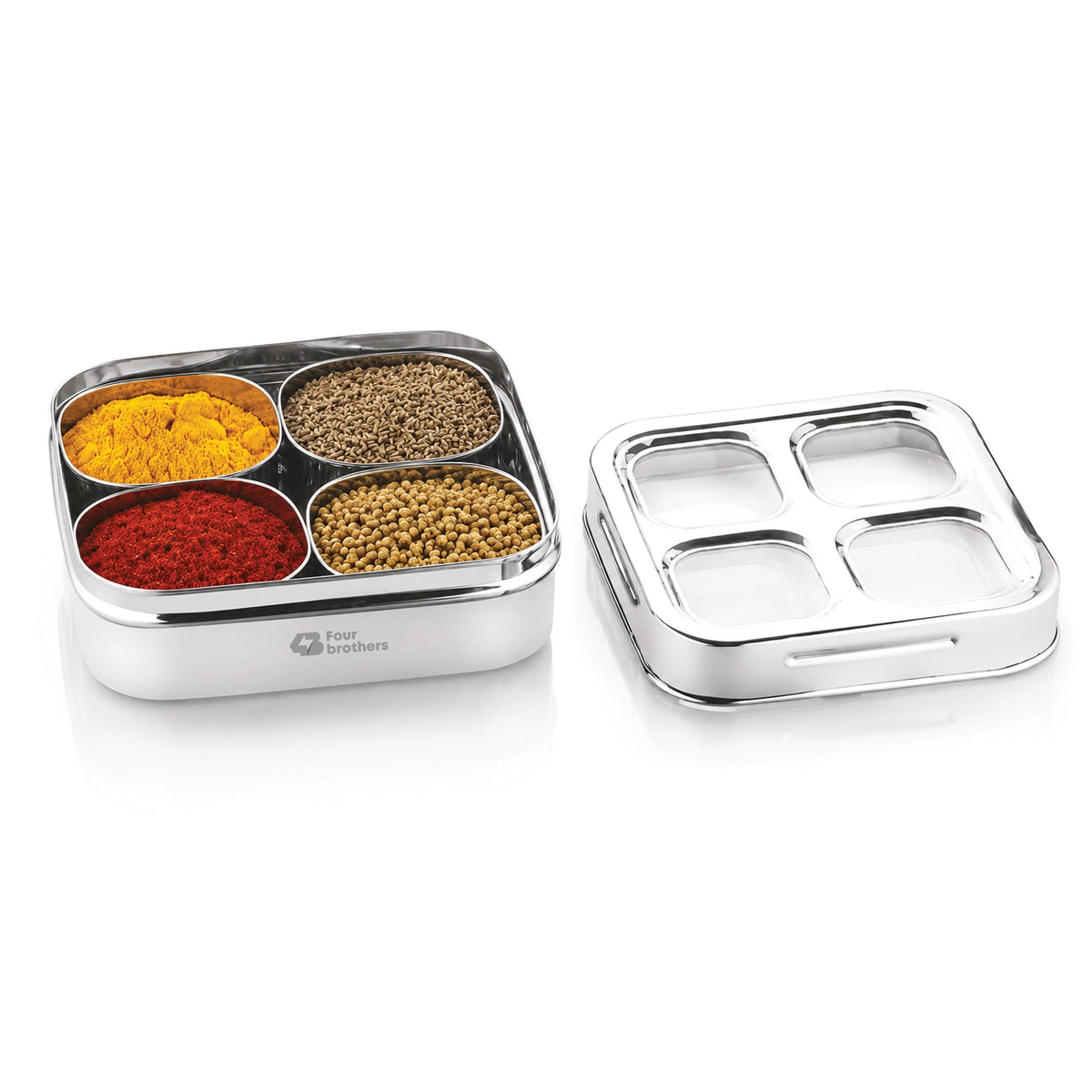 Matrix Stainless Steel Spice & Dry Fruit Box, 4 in 1 | Four Brothers