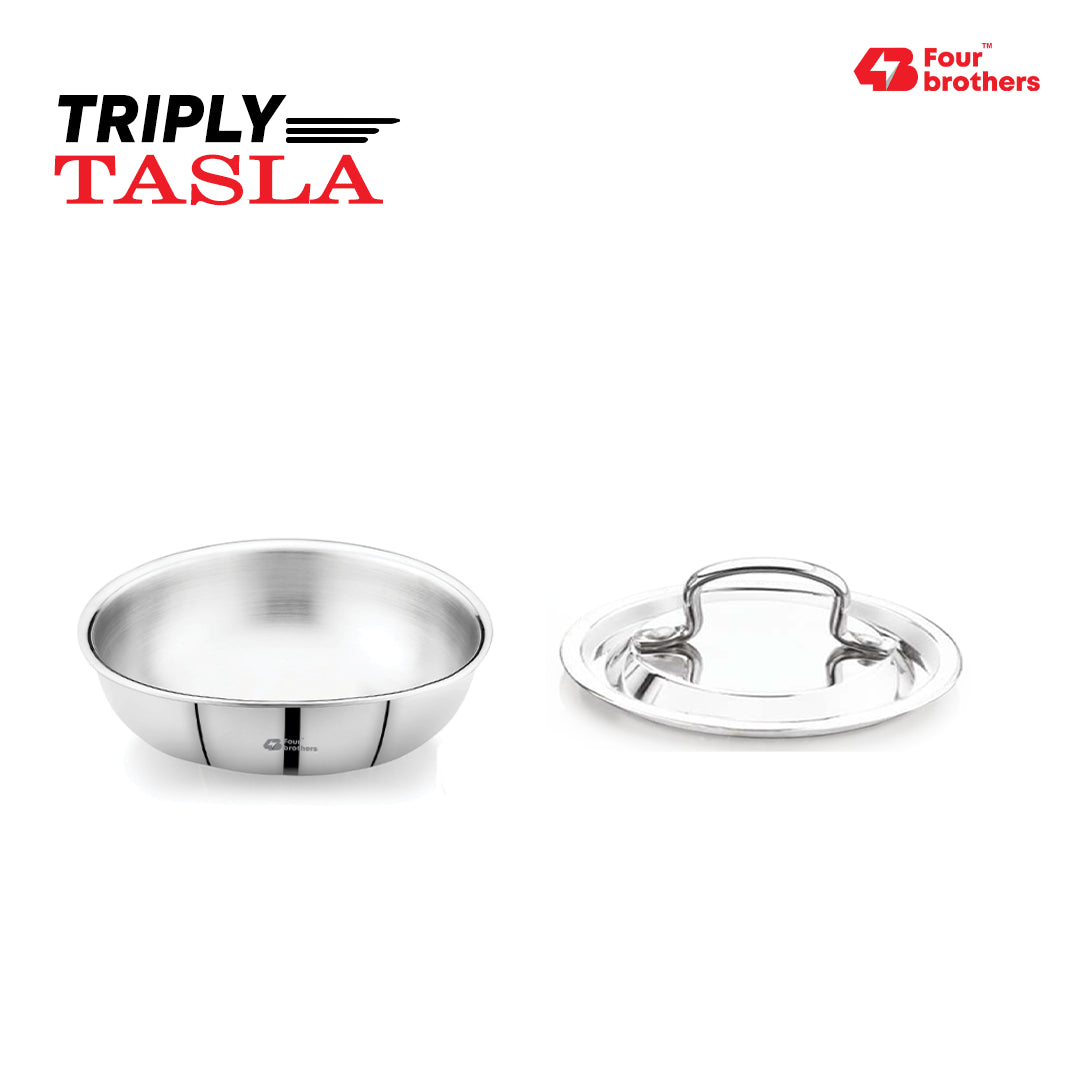 Triply Flat Bottom Tasla with Lid – Induction & Gas Compatible