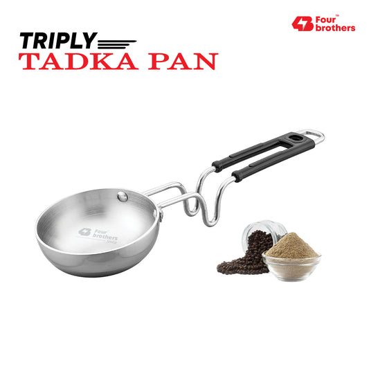 Triply Stainless Steel Tadka Pan – With Stay-Cool Handle | Fast, Even Tempering for Indian Cooking