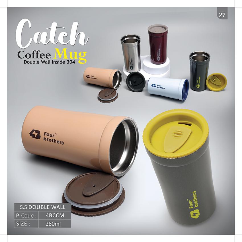 Catch Coffee Mug with Lid – Double Wall | 304 Stainless Steel (280ml)
