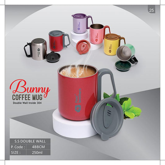 Bunny Coffee Mug with Lid – Double Wall | 304 Stainless Steel (250ml)
