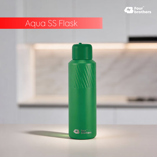 Four Brothers Insulated Water Bottle ( Aqua ) – 18Hr Hot & 24Hr Cold Stainless Steel Flask (Leakproof)