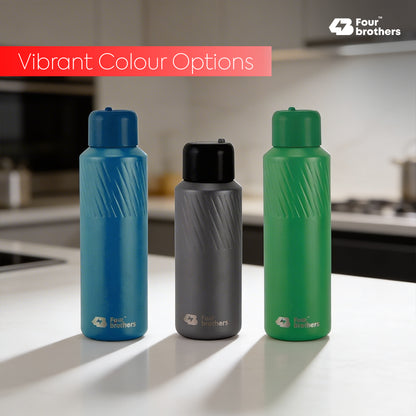 Four Brothers Insulated Water Bottle ( Aqua ) – 18Hr Hot & 24Hr Cold Stainless Steel Flask (Leakproof)