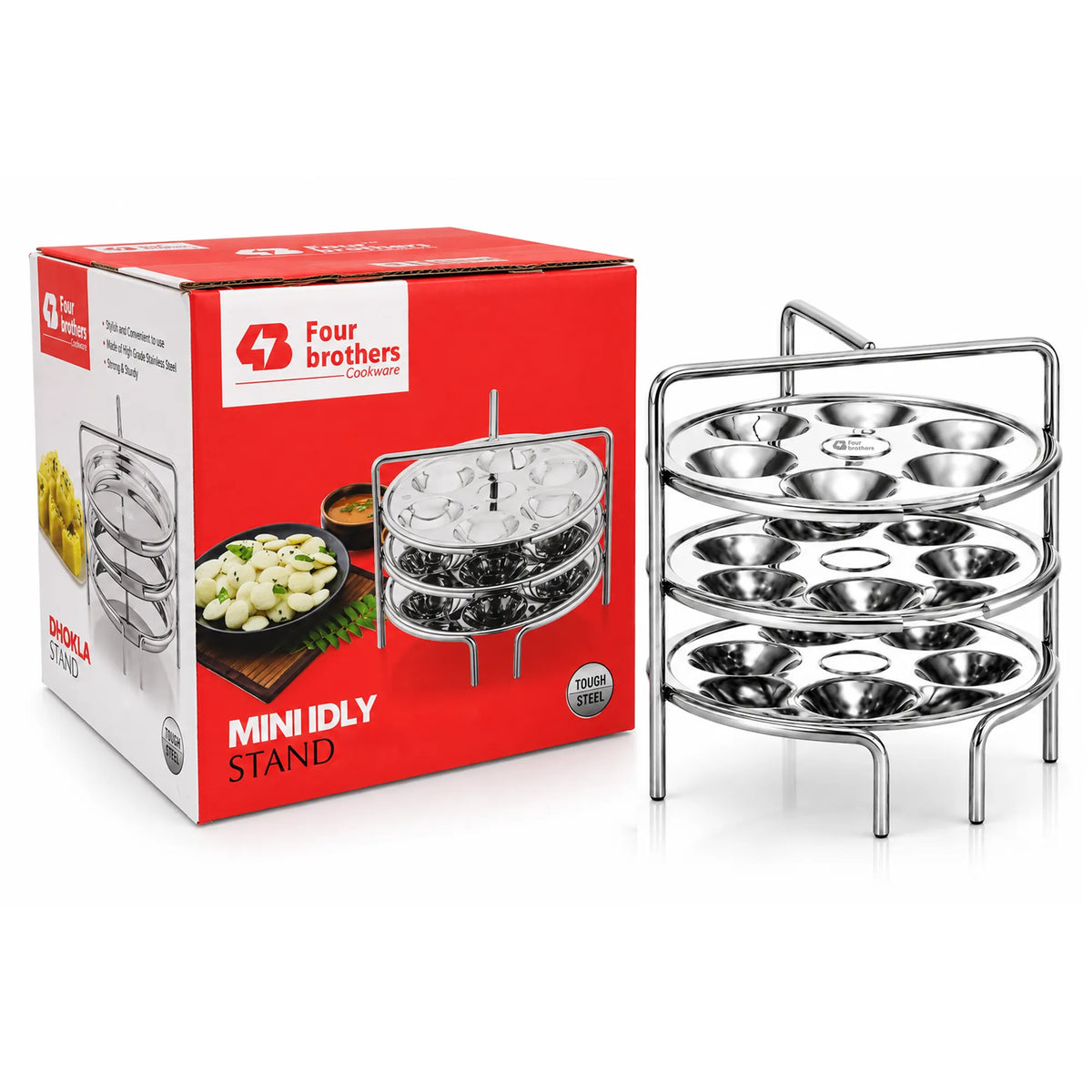 Mini Idly Stand Stainless Steel Steamer Plate, 5 Idlis Per Plate | Four Brothers