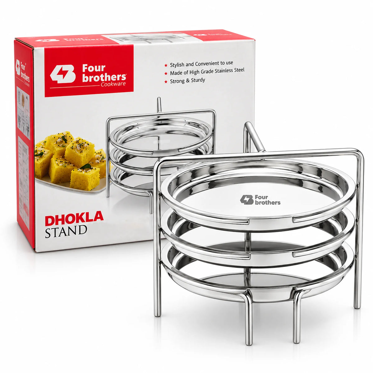 Dhokla Stand, Thattu Idly Stand Stainless Steel Steamer Plate | Four Brothers