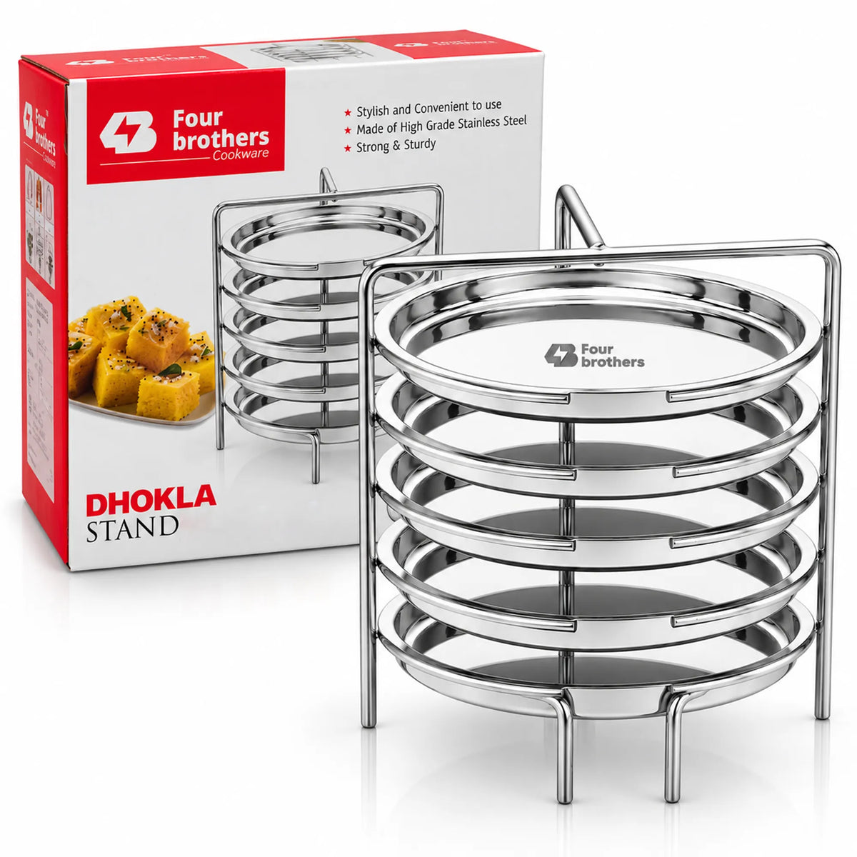 Dhokla Stand, Thattu Idly Stand Stainless Steel Steamer Plate | Four Brothers