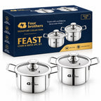 Stainless Steel Kadai with Glass Lid, 2 Pc Set (1.2Litres)