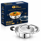 3 Litre Stainless Steel Feast Kadai with Glass Lid 