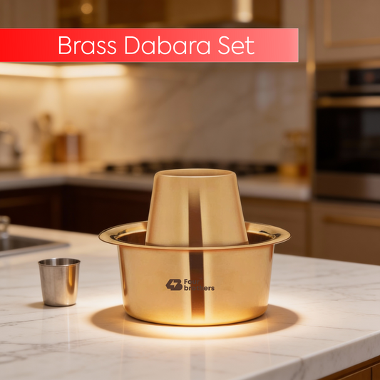 Traditional Pure Brass Coffee Dabra Set — Brew Kaapi The Authentic Way