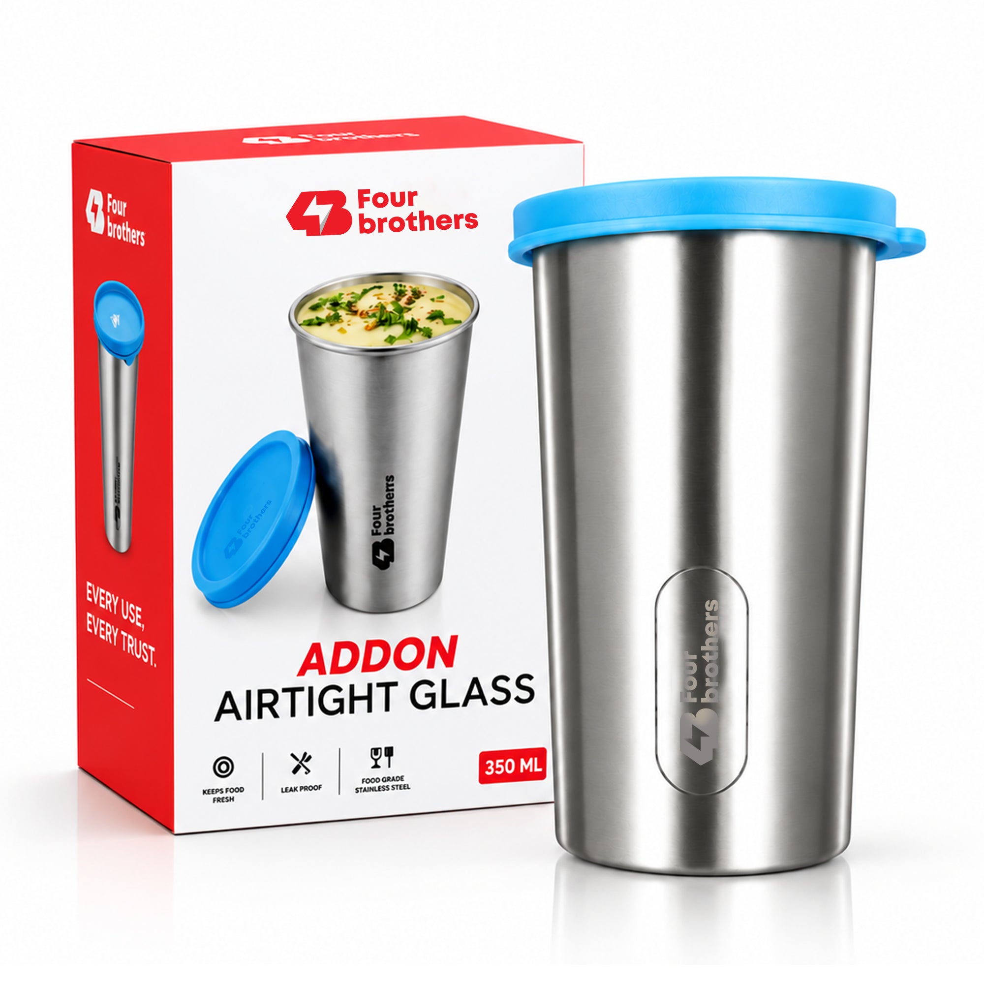 Stainless Steel Addon Tumbler with Airtight Leak Proof Lid Four Brothers | Four Brothers