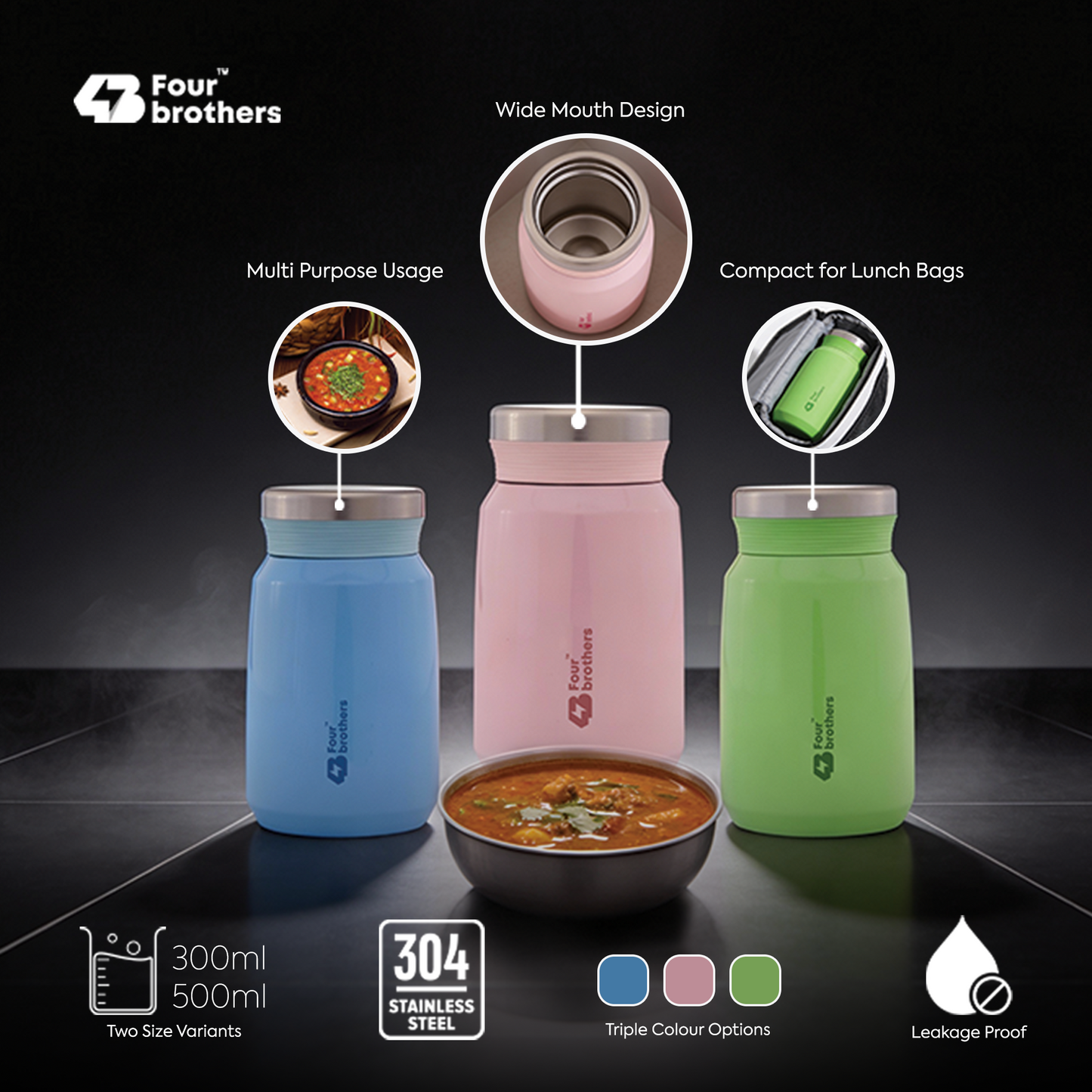 Captain Sambar and Soup Jar for lunch box