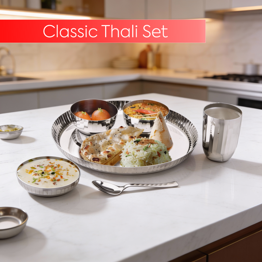 Classic Stainless Steel Thali Set – Regular Finish