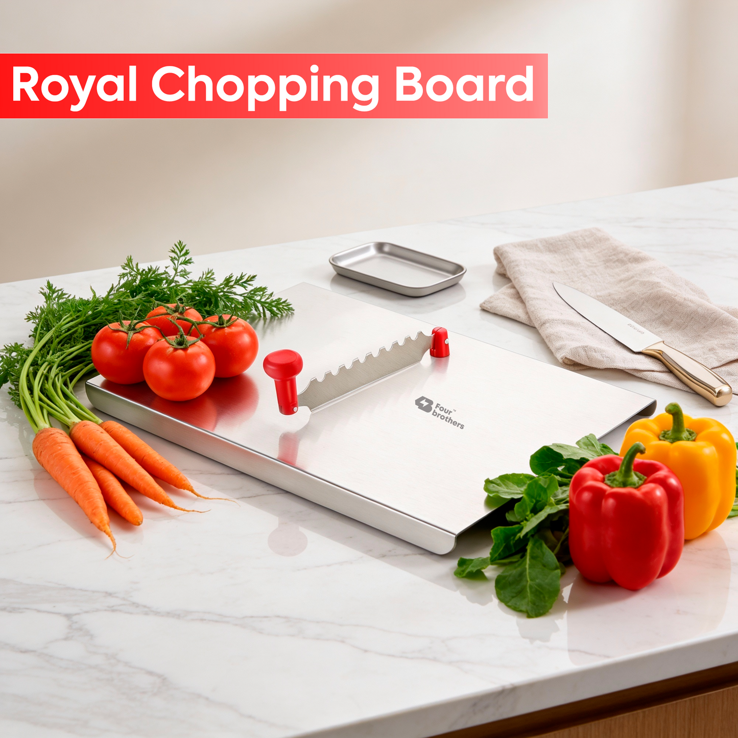 Royal Cutting/Chopping Board with Dual Blade – Premium Stainless Steel