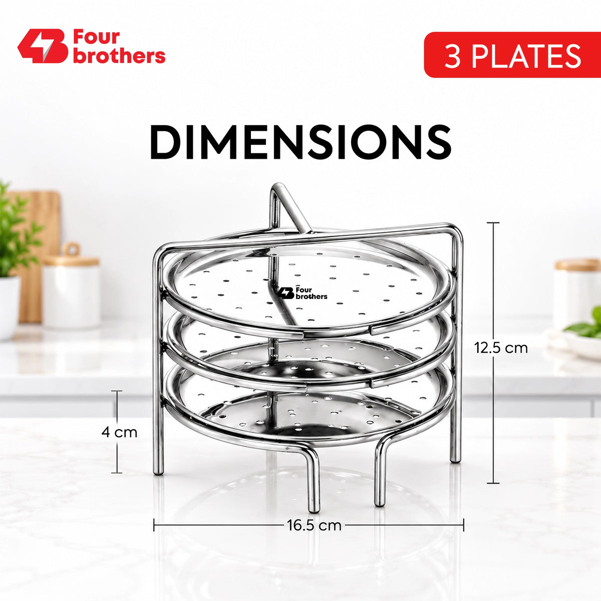Idiyappam Stand Stainless Steel Steamer Plate, 3 to 6 Plates | Four Brothers