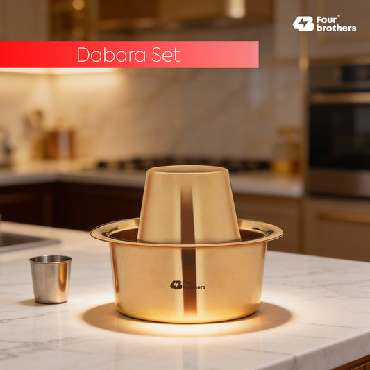 Traditional Pure Brass Coffee Dabra Set — Brew Kaapi The Authentic Way