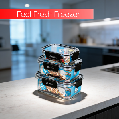 Feel Fresh Freezer Safe Containers with Lids - Airtight & Leakproof