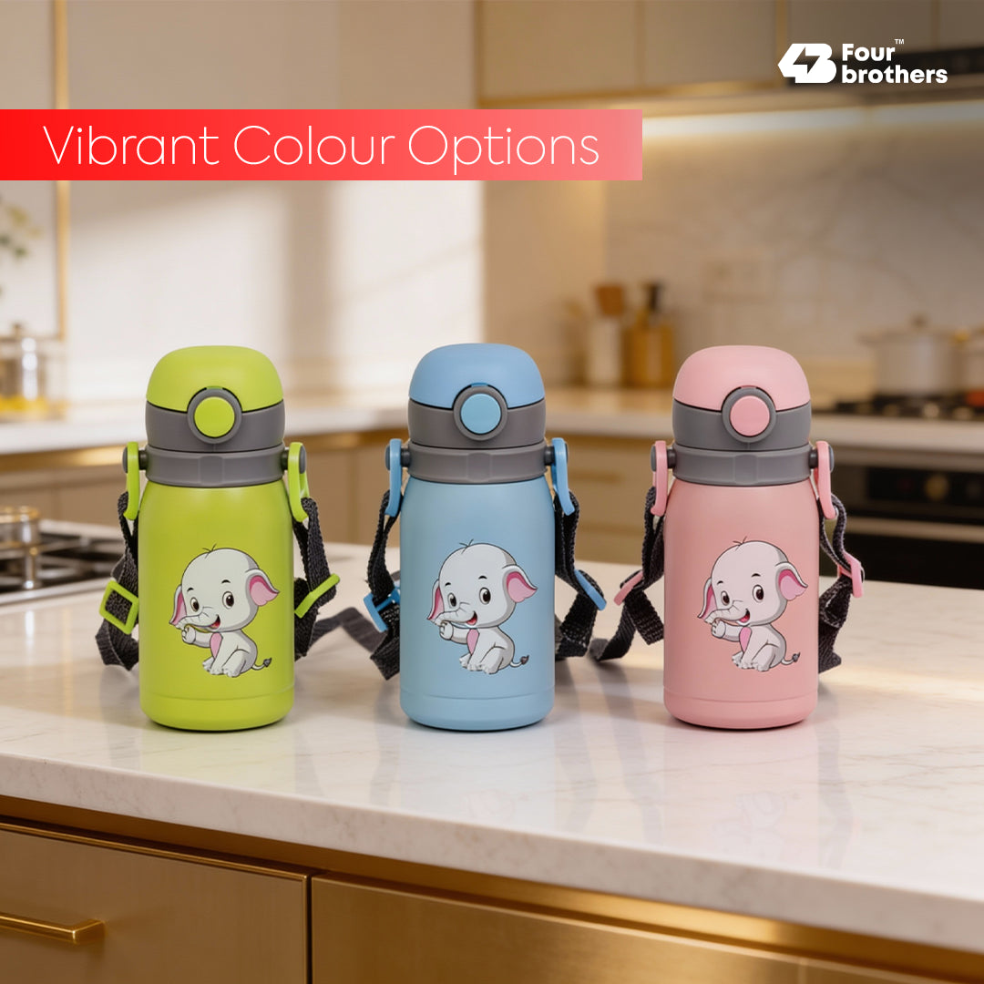 Four Brothers Kids Insulated Sipper Bottle- 300ml - 18Hr Hot & 24Hr Cold, Leakproof with Straw