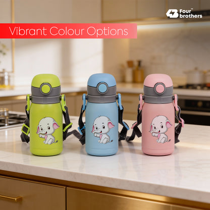 Four Brothers Kids Insulated Sipper Bottle- 300ml - 18Hr Hot & 24Hr Cold, Leakproof with Straw