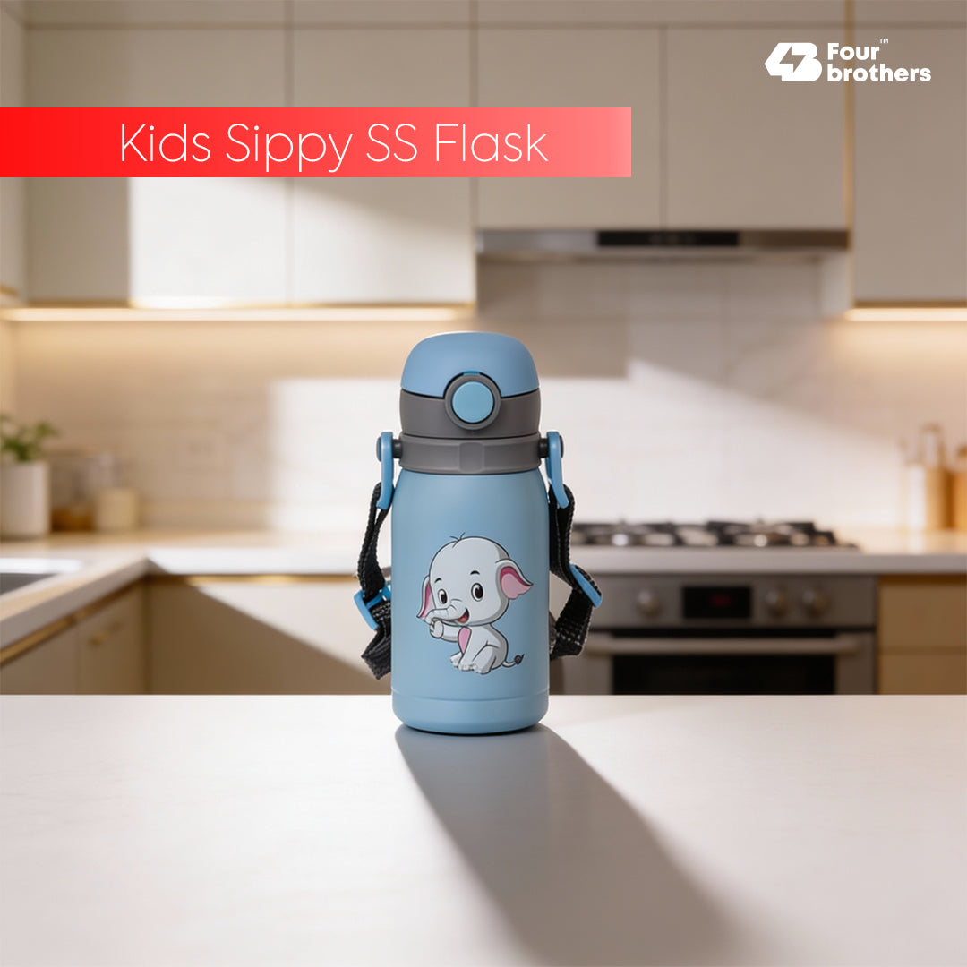 Four Brothers Kids Insulated Sipper Bottle- 300ml - 18Hr Hot & 24Hr Cold, Leakproof with Straw
