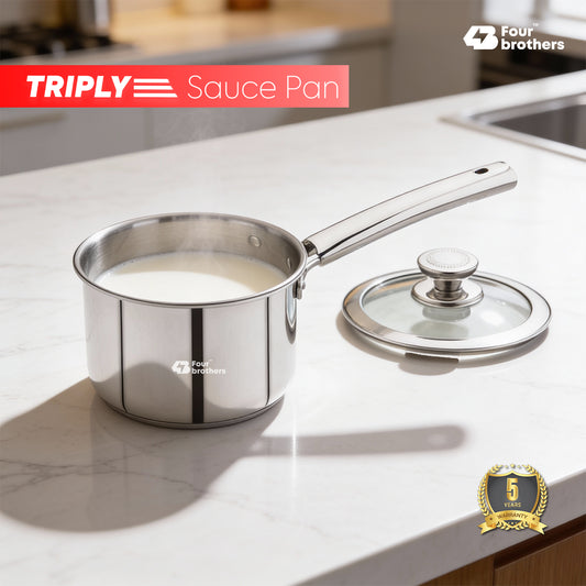 S.S Triply Saucepan with Glass Lid