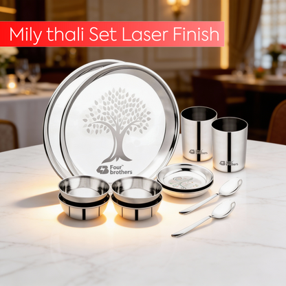 Stainless Steel Thali Set – Laser Print Finish