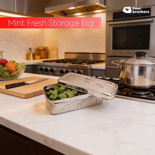 S.S Rectangle Air-Ventilation Fridge Storage Box – Large Sizes