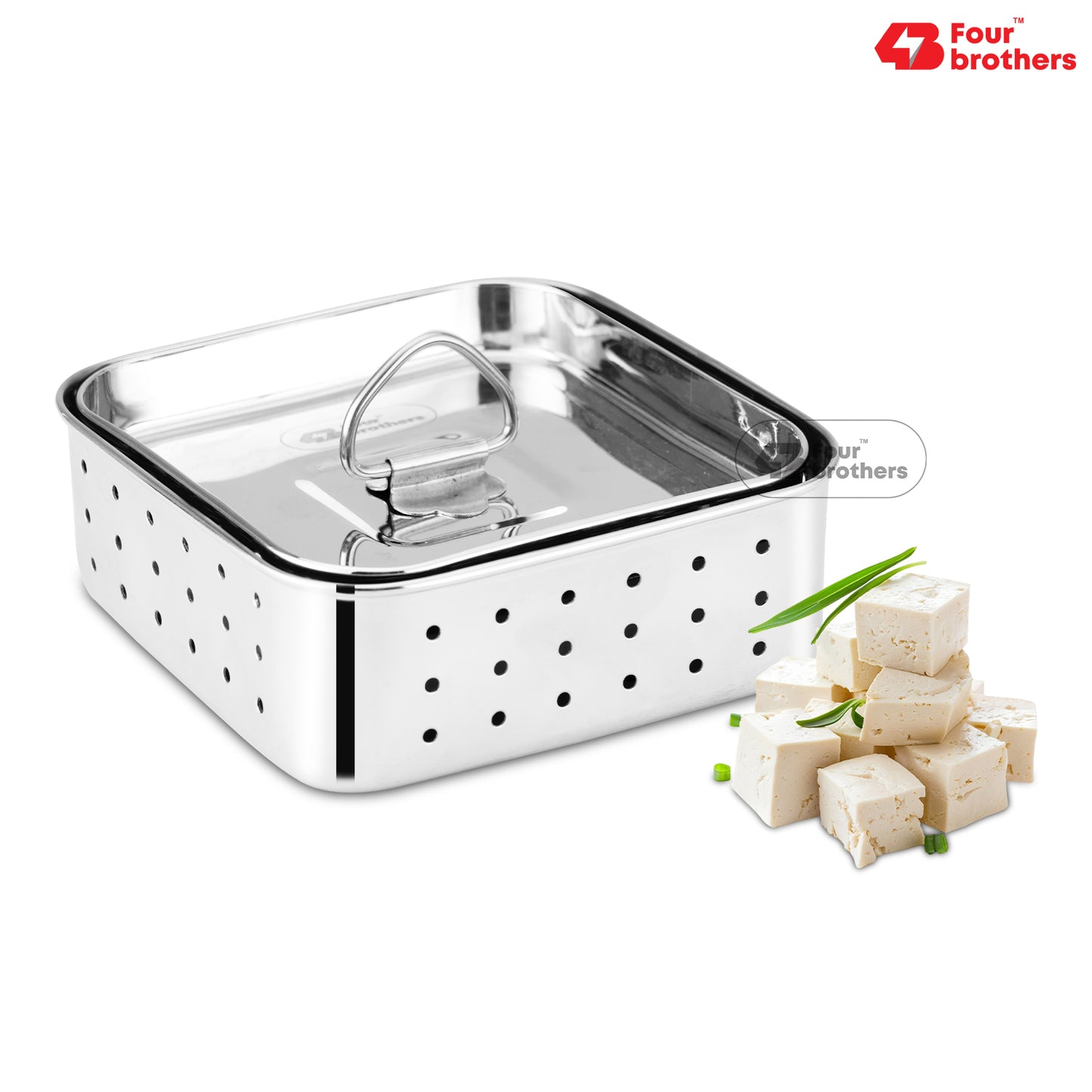 Stainless Steel Paneer Mould – 500ml Capacity (Square Shape)