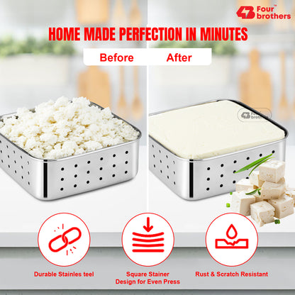 Stainless Steel Paneer Mould – 500ml Capacity (Square Shape)