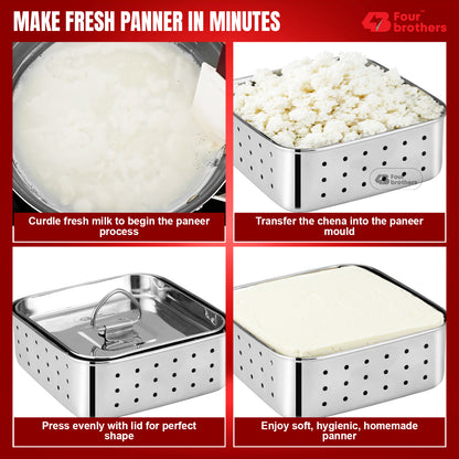 Stainless Steel Paneer Mould – 500ml Capacity (Square Shape)