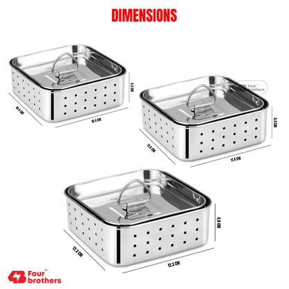 Stainless Steel Paneer Mould – 500ml Capacity (Square Shape)