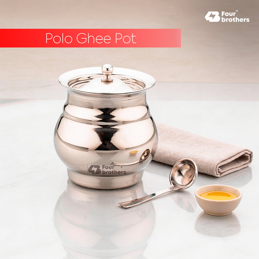 Polo Stainless Steel Ghee Pot with Spoon
