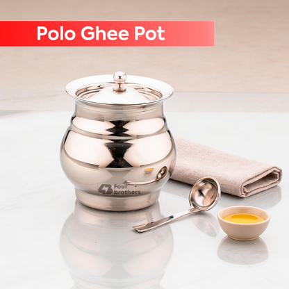 Polo Stainless Steel Ghee Pot with Spoon