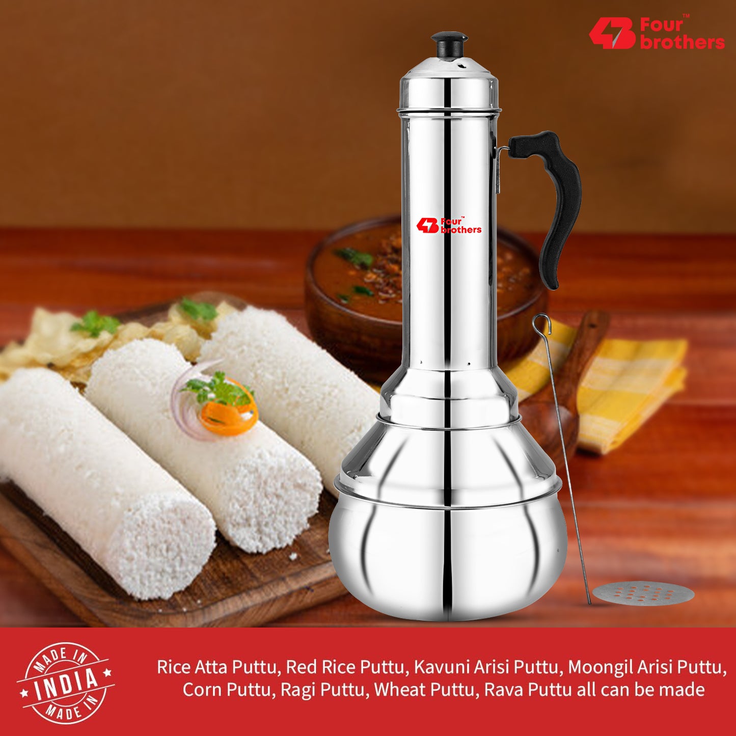 Puttu Kodam – Traditional Stainless Steel Puttu Maker