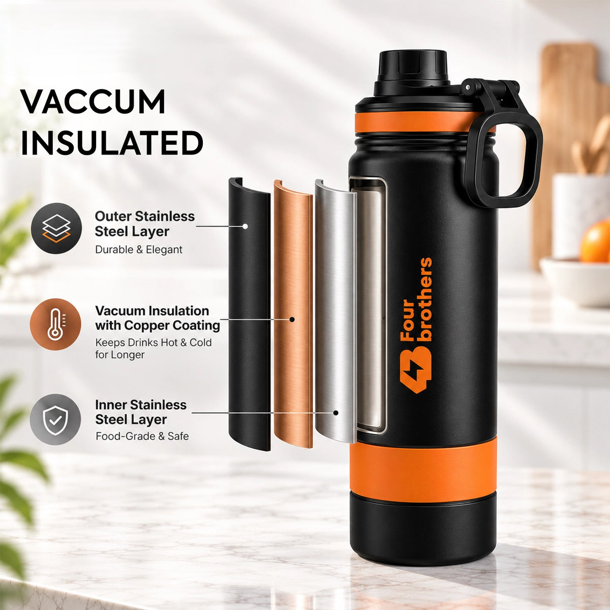 Ranger Flask Insulated Stainless Steel Water Bottle Hot and Cold | Four Brothers