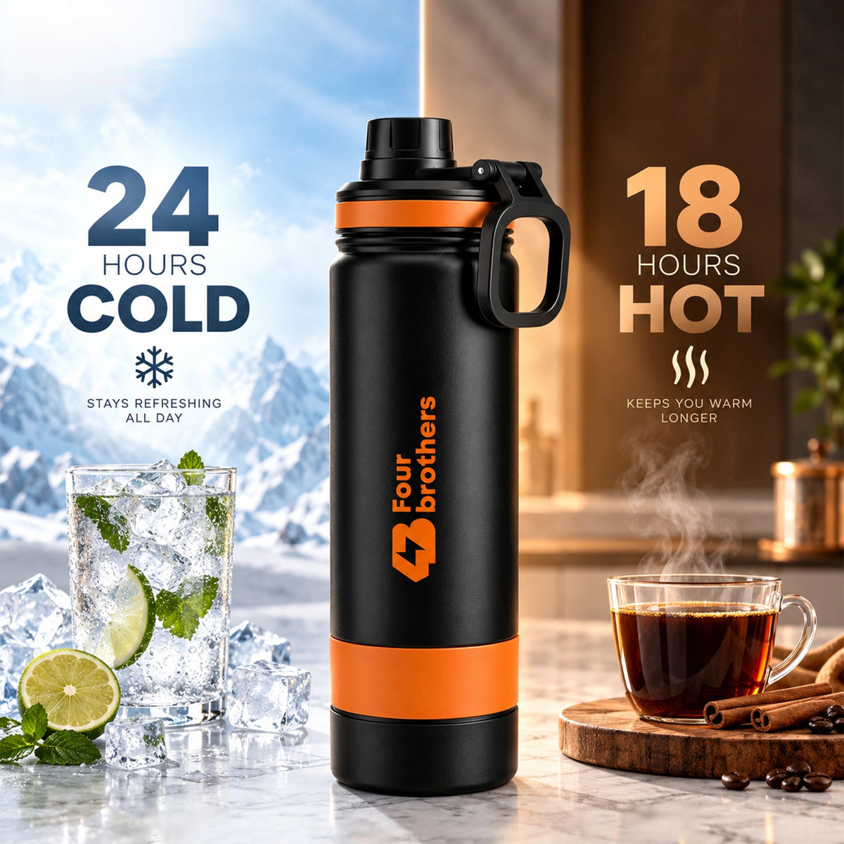 Ranger Flask Insulated Stainless Steel Water Bottle Hot and Cold | Four Brothers