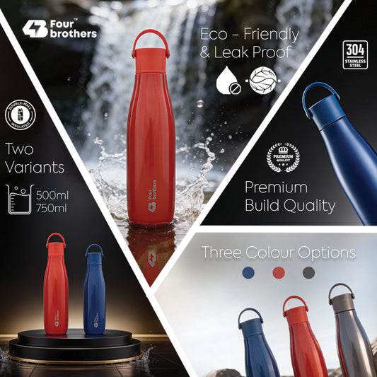 Four Brothers Insulated Water Bottle ( Rolex ) – 18Hr Hot & 24Hr Cold Stainless Steel Flask (Leakproof)