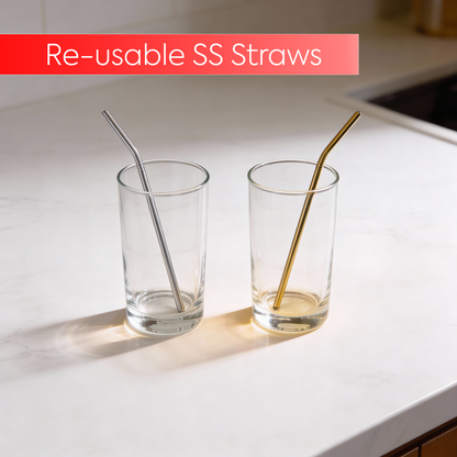 Reusable Stainless Steel Straws 12Pcs + 1 Brush Free
