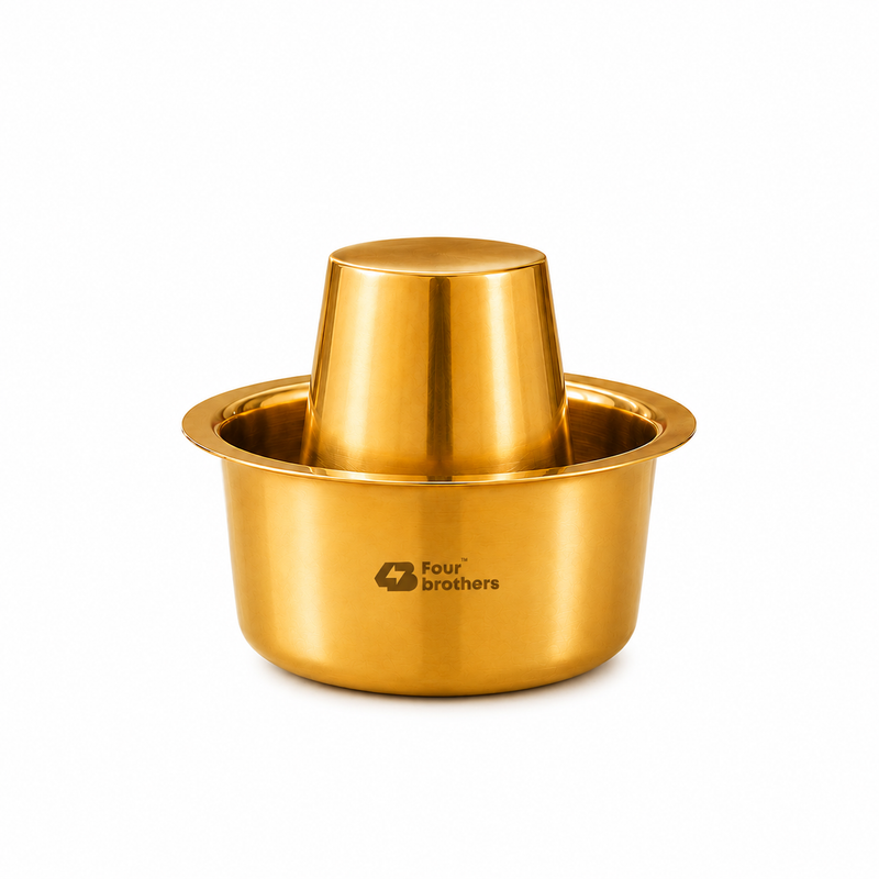 Traditional Pure Brass Coffee Dabra Set — Brew Kaapi The Authentic Way