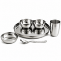 stainless steel dinner thali set 6 cs