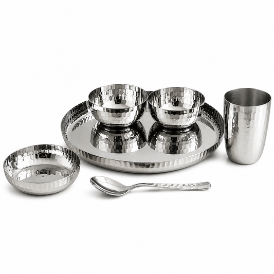 stainless steel dinner thali set 6 cs