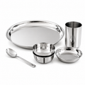 Mily 6 piece stainless steel thali set with regular finish