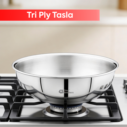 Triply Round Bottom Tasla with Lid – Gas Stove Only